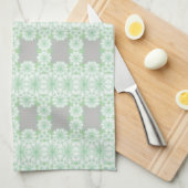 グレーとミントグリーンフローラキッチンタオル キッチンタオル (四つ折り)