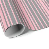 グレーとライトピンクのストライプ紙 ラッピングペーパー (ロールコーナー)