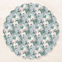 グレーとライトピンクのバラパターンレトロ/ヴィンテージ