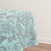 グレーとライトブルーの抽象芸術フローラモノグラムテーブル テーブルクロス (インサイチュ)