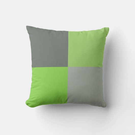 グレーとライムグリーンの正方形 クッション (正面)