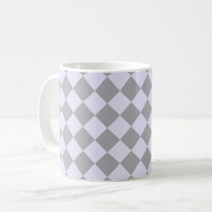 グレーとラベンダーのダイヤモンドパターン コーヒーマグカップ
