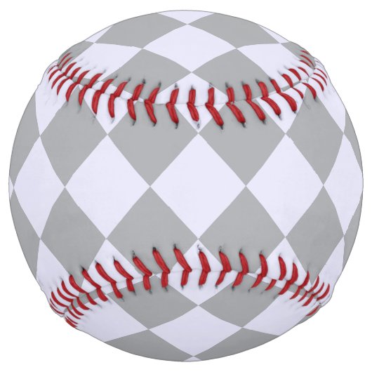 グレーとラベンダーのダイヤモンドパターン ソフトボール (正面)