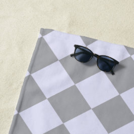 グレーとラベンダーのダイヤモンドパターン ビーチタオル