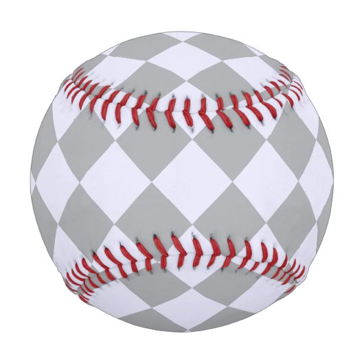 グレーとラベンダーのダイヤモンドパターン 野球ボール (正面)