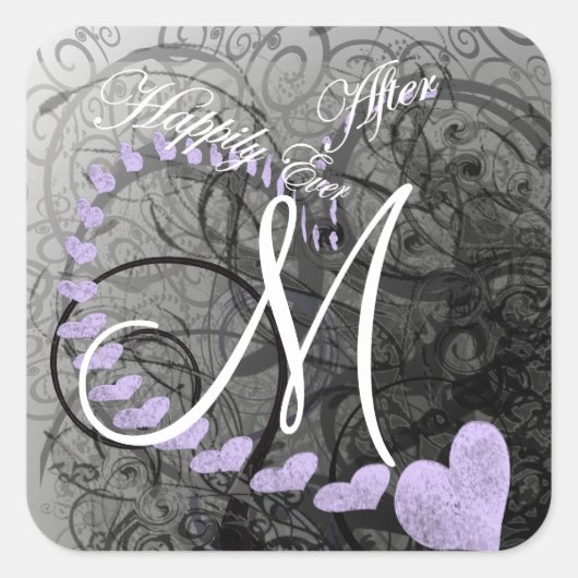 グレーとラベンダーの封印の後結婚ずっと幸せに スクエアシール (正面)