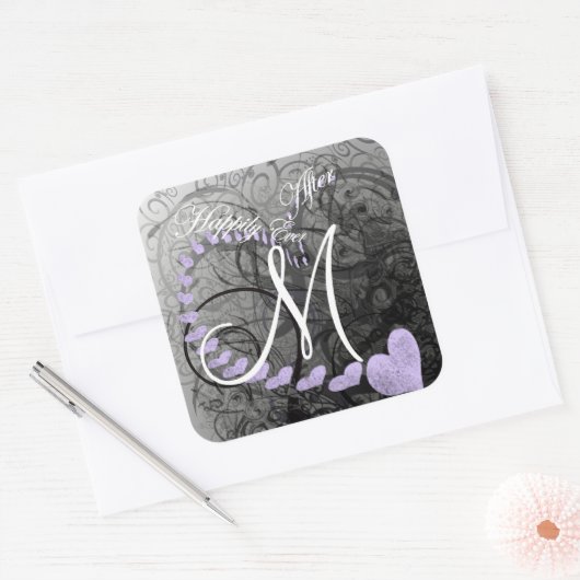 グレーとラベンダーの封印の後結婚ずっと幸せに スクエアシール (封筒)