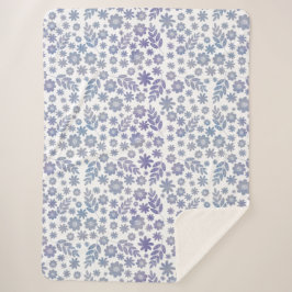 グレーとラベンダーフローラルパターン シェルパブランケット