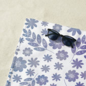 グレーとラベンダーフローラルパターン ビーチタオル (インサイチュ)