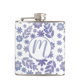 グレーとラベンダーフローラルパターン フラスク