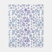 グレーとラベンダーフローラルパターン フリースブランケット (正面)