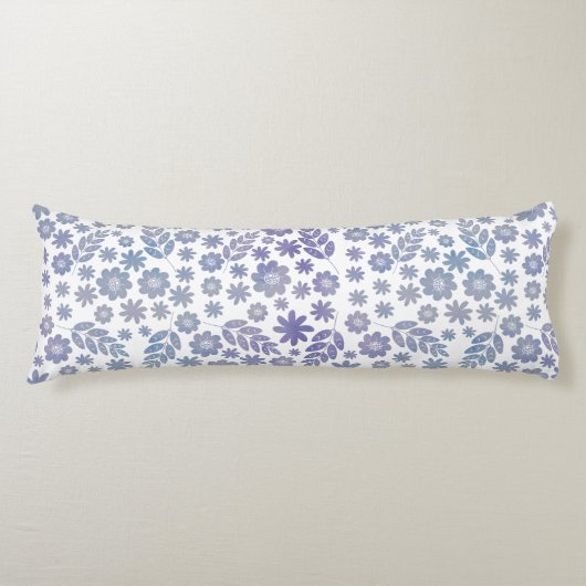 グレーとラベンダーフローラルパターン ボディピロー (正面)