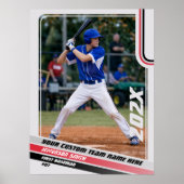 グレーとレッドのカスタム野球選手ギフト ポスター (正面)