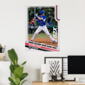 グレーとレッドのカスタム野球選手ギフト ポスター (ホームオフィス)