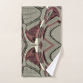 グレーとレッドの抽象芸術アート バスタオルセット (ハンドタオル)