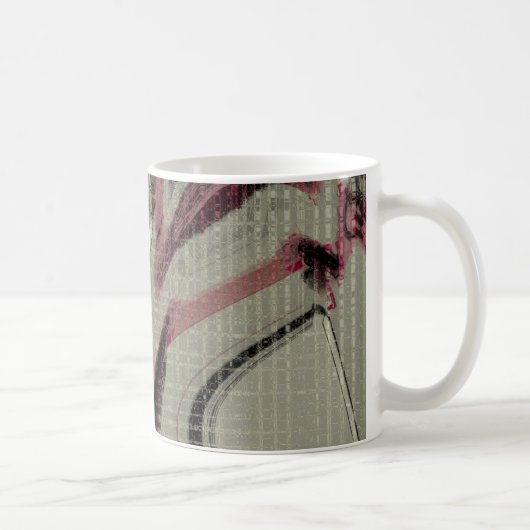 グレーとレッドの抽象芸術 コーヒーマグカップ (右)