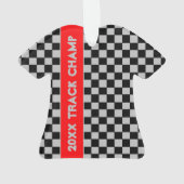 グレーとレッドスポーツをテーマにした オーナメント (裏面)