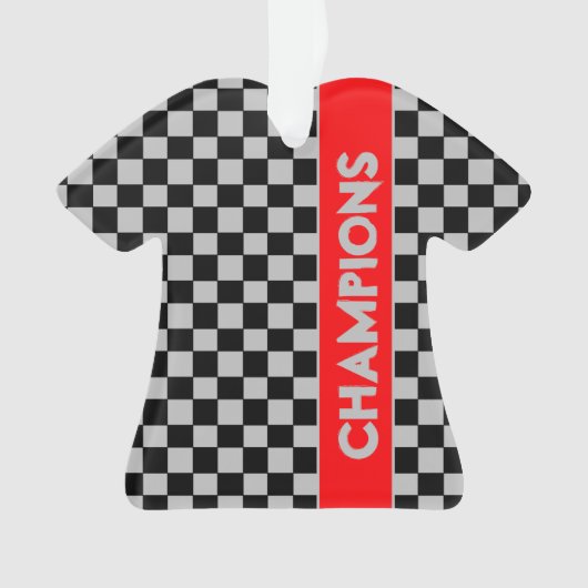 グレーとレッドスポーツをテーマにした オーナメント (正面)