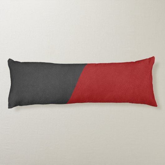 グレーとレッドレザーの幾何学的デザイン ボディピロー (裏面)