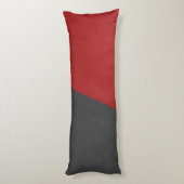 グレーとレッドレザーの幾何学的デザイン ボディピロー (裏面 (縦))