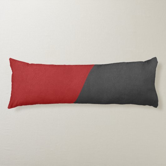 グレーとレッドレザーの幾何学的デザイン ボディピロー (正面)