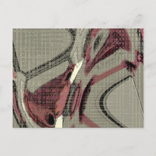 グレーとレッド抽象芸術アート ポストカード (正面)