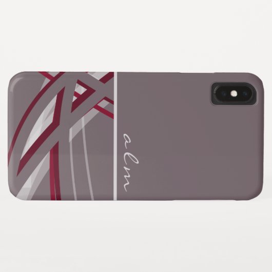 グレーとワインリ芸術的ボンデザインとモノグラム Case-Mate iPhoneケース (裏面(横))