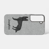 グレーと文字の黒いドイツの羊飼い漫画の犬 SAMSUNG GALAXYケース (裏面横)