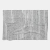 グレーと淡い色のストライプ キッチンタオル (横)
