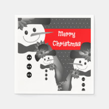 グレーと白と赤い雪だるまカクテルサイズ