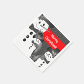 グレーと白と赤い雪だるまカクテルサイズ スタンダードカクテルナプキン (角)