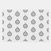 グレーと白のクリスマスラッピング紙 ラッピングペーパーシート (正面)