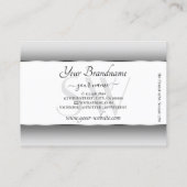 グレーと白のグラデーションイニシャルシルバー楕円フレーム 名刺 (裏面)