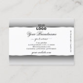 グレーと白のグラデーションロゴシルバー楕円フレーム 名刺 (裏面)