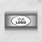 グレーと白のグラデーションロゴシルバー楕円フレーム 名刺 (正面)