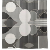グレーと白のジオメトリデザイン(円の線あり) シャワーカーテン (正面)