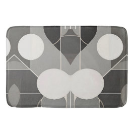 グレーと白のジオメトリデザイン（円の線あり） バスマット