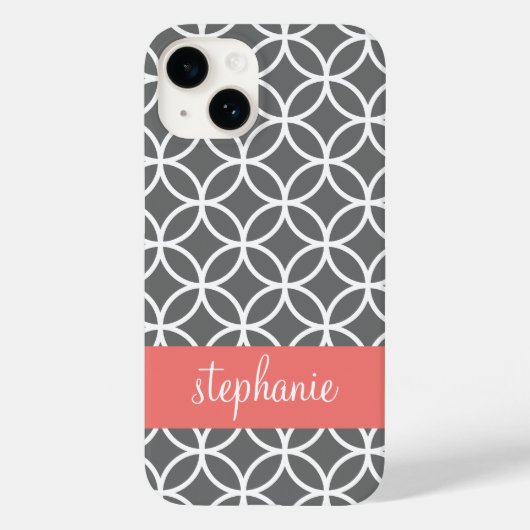 グレーと白のジオメトリパターン名前をカスタムする Case-Mate iPhoneケース (裏面)