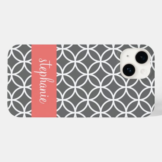 グレーと白のジオメトリパターン名前をカスタムする Case-Mate iPhoneケース (裏面 (横))