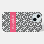 グレーと白のジオメトリパターン名前をカスタムする Case-Mate iPhoneケース (裏面 (横))