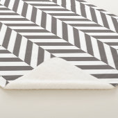 グレーと白のジオメトリヘリンボーンパターン シェルパブランケット (3/4)