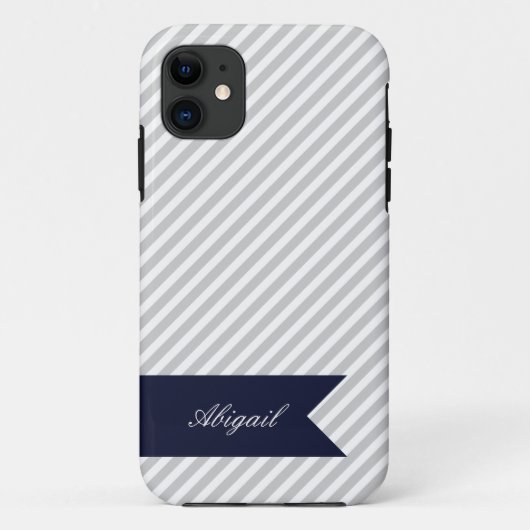 グレーと白のストライプとモノグラムiPhone 5ケース Case-Mate iPhoneケース (裏面)