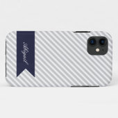 グレーと白のストライプとモノグラムiPhone 5ケース Case-Mate iPhoneケース (裏面(横))