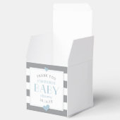 グレーと白のストライプハートブルーベビーシャワー フェイバーボックス (オープン)