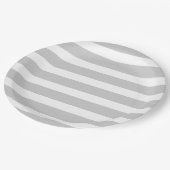 グレーと白のストライプ ペーパープレート (アングル)