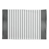 グレーと白のストライプ 枕カバー (裏面)