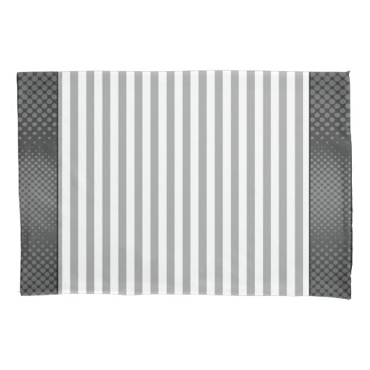 グレーと白のストライプ 枕カバー (正面)