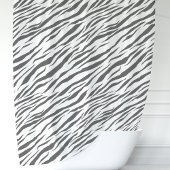 グレーと白のゼブラストライプパターン シャワーカーテン