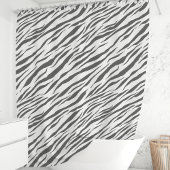 グレーと白のゼブラストライプパターン シャワーカーテン