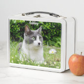 グレーと白のタキシード猫のカスタム写真 メタルランチボックス (インサイチュ)